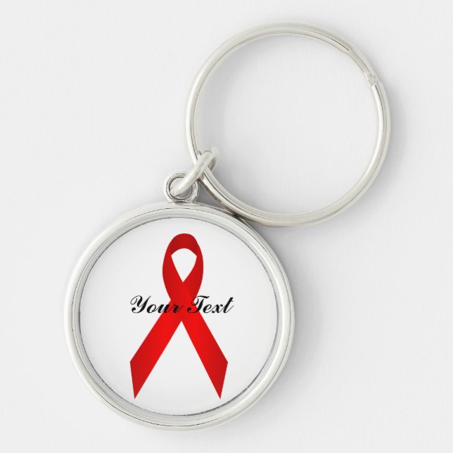 Red Awareness Ribbon Premium Keychain (Front)
