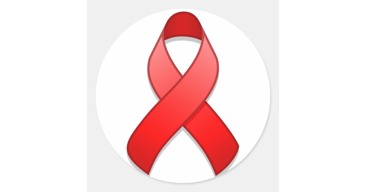 Red Ribbon Round Sticker Red Awareness Ribbon Round Sticker | Zazzle