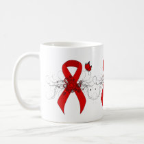 Red Awareness Ribbon with Butterfly Coffee Mug