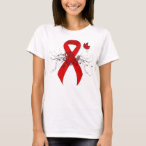 Red Awareness Ribbon with Butterfly T-Shirt