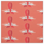 Red Awareness Ribbon with Swans Fabric