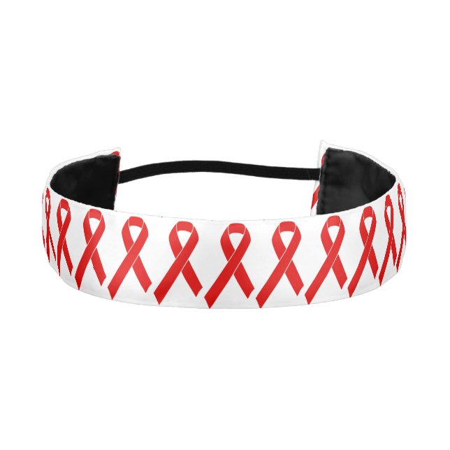 Red Awareness Ribbon + your message Athletic Headband (Front)