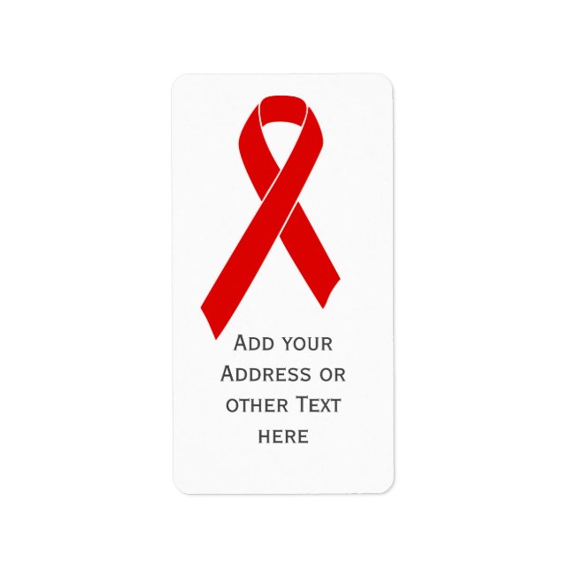 Red Awareness Ribbon + your message Label (Front)
