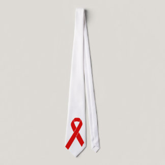 Red Awareness Ribbon   your message Neck Tie