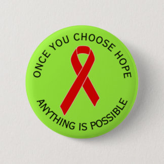 Red Awareness Ribbon   your message Pinback Button