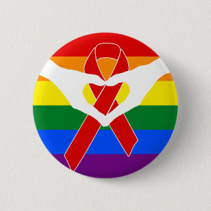 Red Awareness Ribbon + your message Pinback Button