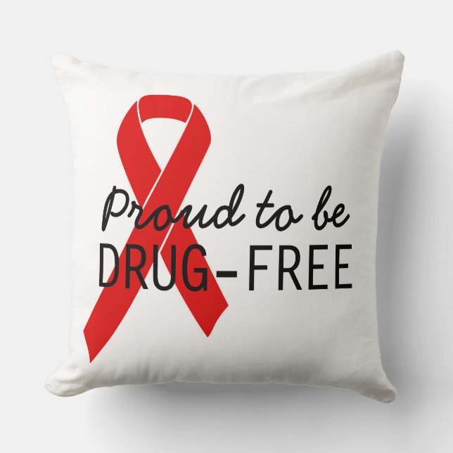 Red Awareness Ribbon + your message Throw Pillow (Front)