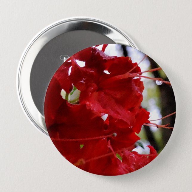 Red Azalea Flowers Button (Front & Back)