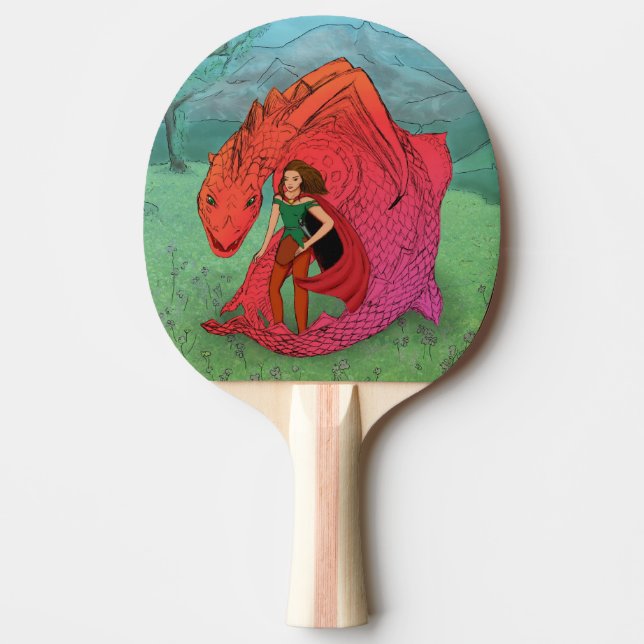 Red Baby Dragon Ping-Pong Paddle (Front)
