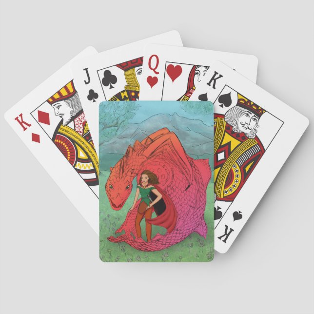 Red Baby Dragon Poker Cards (Back)