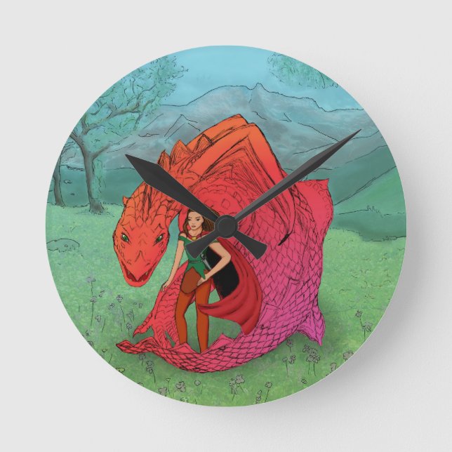 Red Baby Dragon Round Clock (Front)