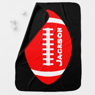 Red Baby Football Fan Custom Name or Text Swaddle Swaddle Blanket
