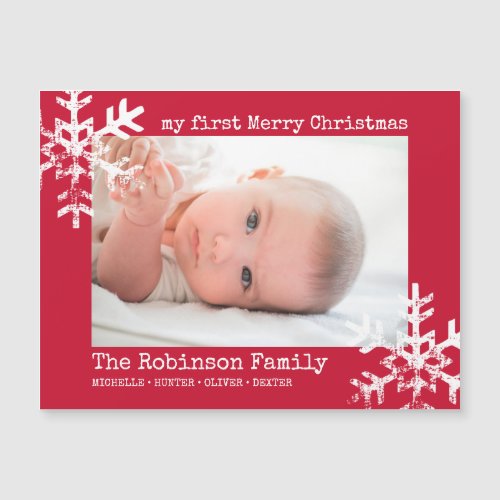 Red Baby Holiday First Christmas Photo Snowflakes