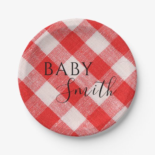 Red Baby Q Baby Shower Barbecue BBQ Paper Plates