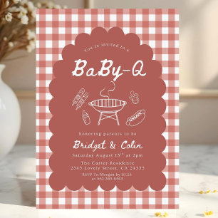Red Baby Q Baby Shower Invitation Bbq Grill Baby
