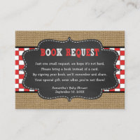 Red Baby Q, BBQ Baby Shower book request card