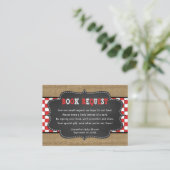 Red Baby Q, BBQ Baby Shower book request card (Standing Front)