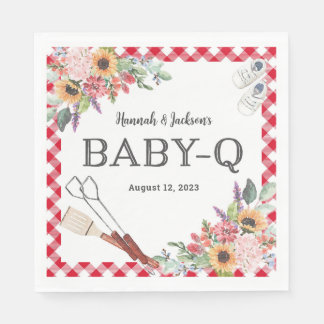 Red Baby-Q Shower Personalized Napkins