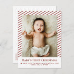 Red Baby’s First Christmas Custom Photo Birth  Postcard