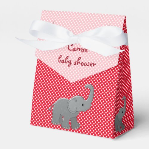 red baby shower elephant favor boxes