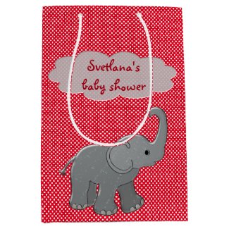 red baby shower elephant medium gift bag