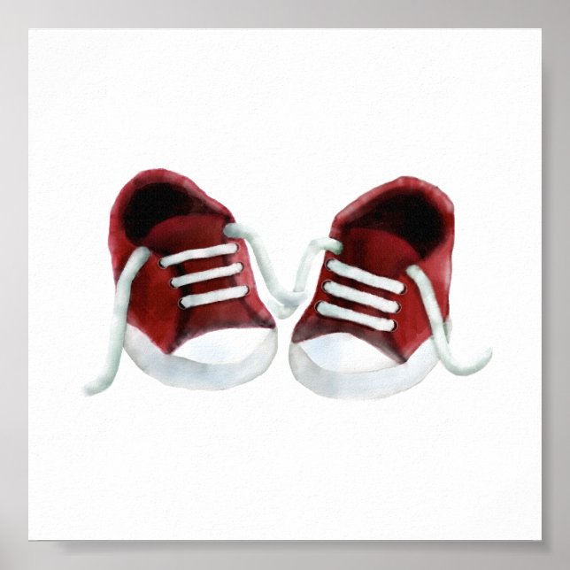 Red Baby Sneakers Painting Art Print, Poster (Front)