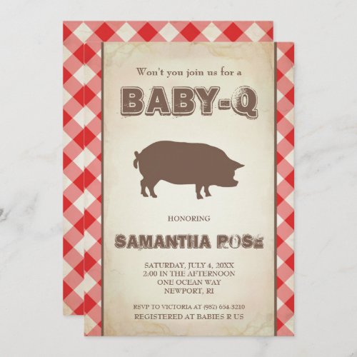 Red BabyQ Baby Shower BBQ Baby Q Invite