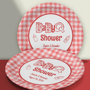 Red BaByQ Baby Shower BBQ Paper Plates