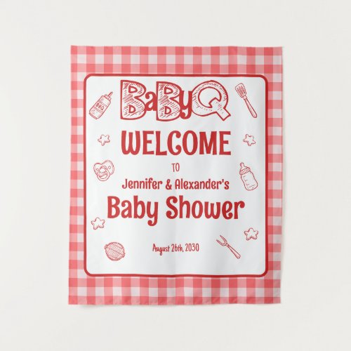 Red BaByQ Baby Shower BBQ Tapestry