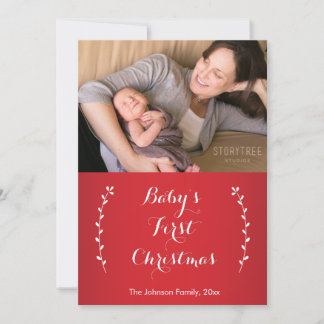 Red Baby's First Christmas Photo Cards