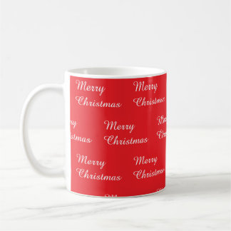 Red back ground with Merry Christmas repeated  Coffee Mug