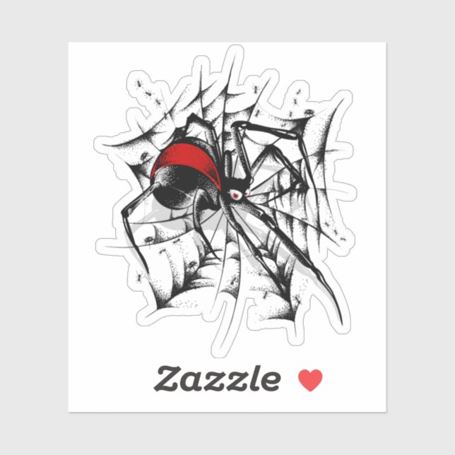 Red back spider web Custom-Cut Vinyl Sticker (Sheet)