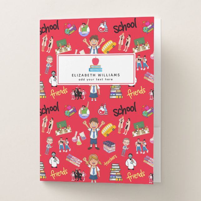 Red Back To School Pocket Folder (Front)