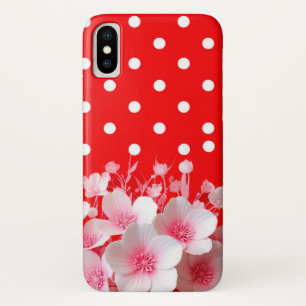 Red Background and Polka Dot Pattern iPhone X Case