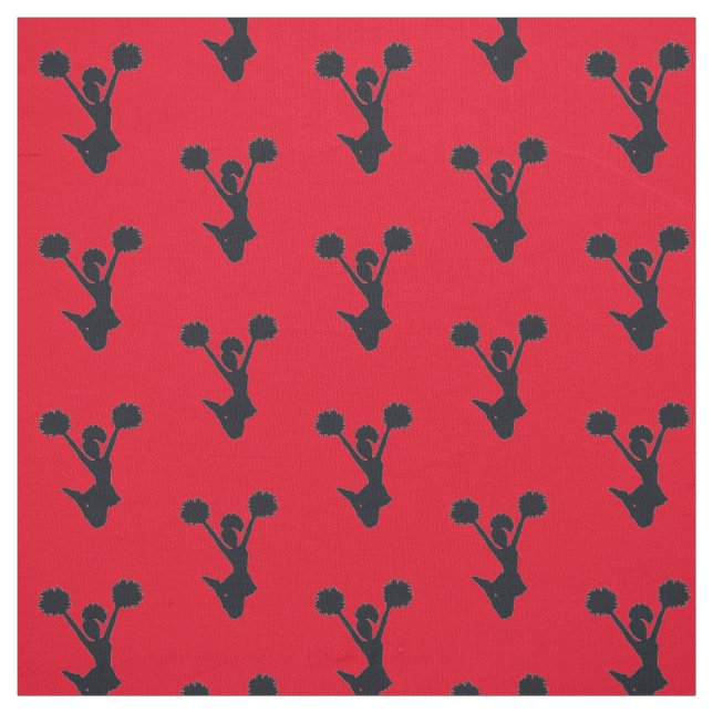 Red Background Cheer Silhouette Fabric (Swatch)