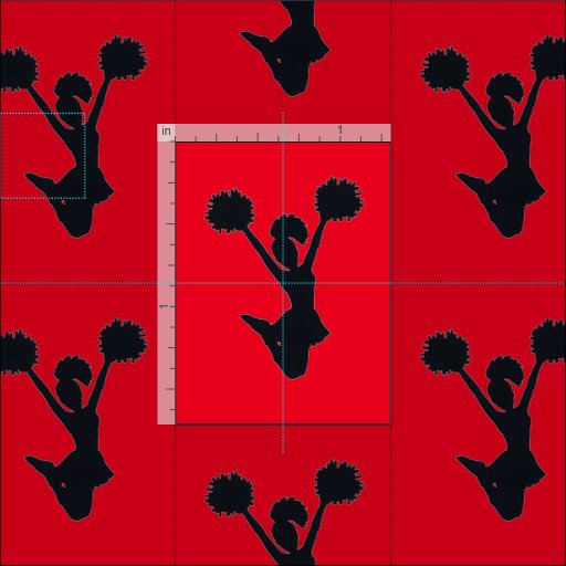 Red Background Cheer Silhouette Smaller Image Fabric