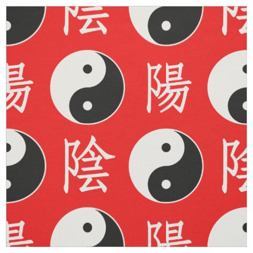 Red Background Chinese Yinyang Pattern Fabric