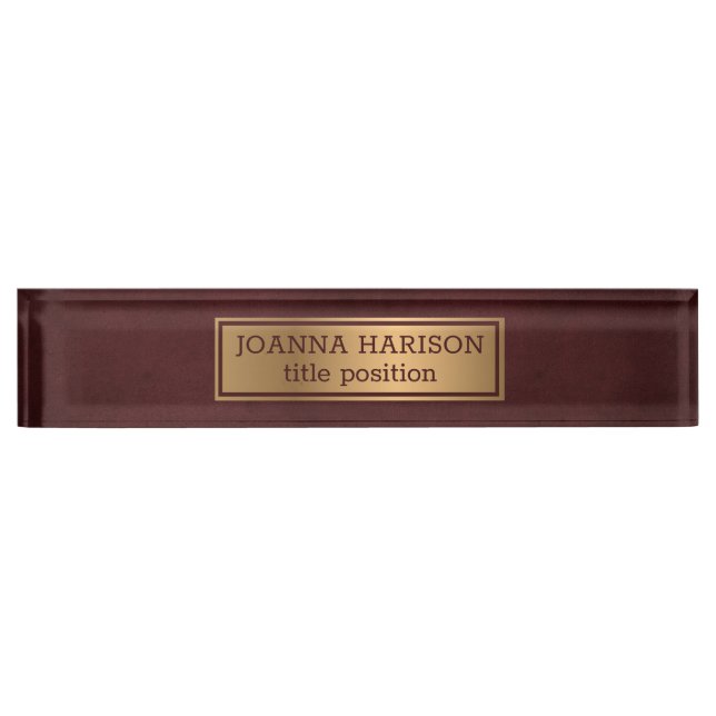 Red Background Desk Name Plate (Front)