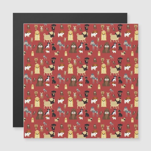 red background dogs pattern. (Front/Back)