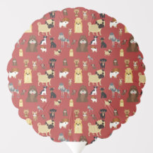 red background dogs pattern