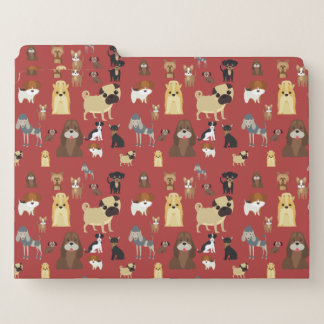 red background dogs pattern file folder