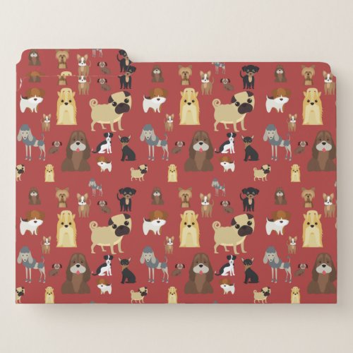 red background dogs pattern file folder