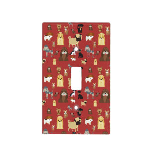 red background dogs pattern light switch cover