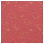 Red Background Graduation Cap Toss Fabric