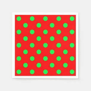 Red Background Green Polka Dots Design Napkins