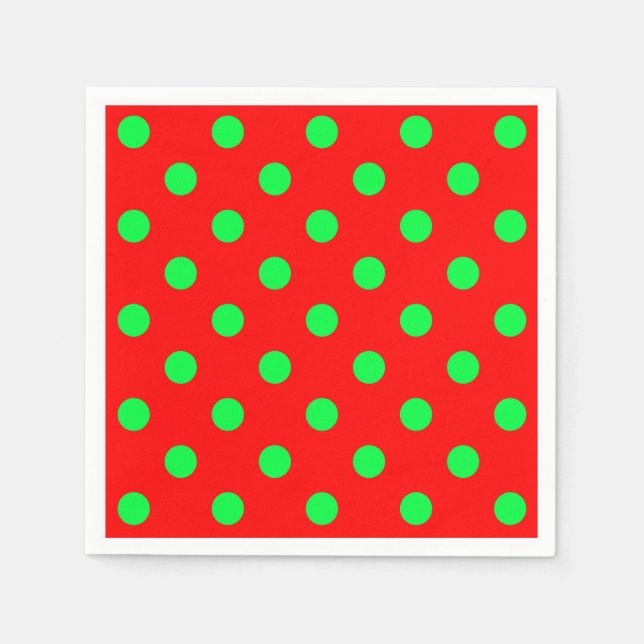 Red Background Green Polka Dots Design  Napkins (Front)