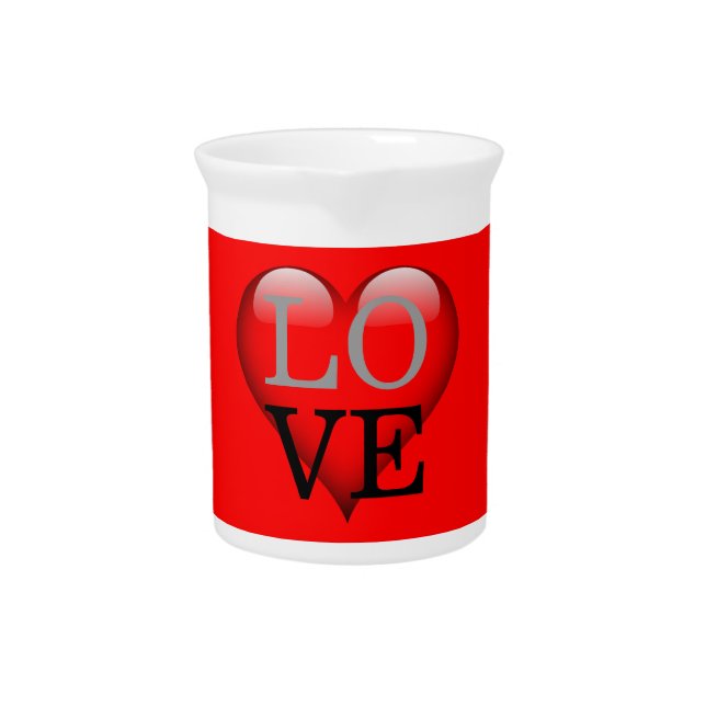 Red Background Love Wedding Heart Beverage Pitcher (Front)