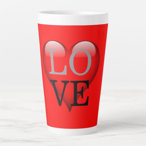 Red Background Love Wedding Heart Latte Mug