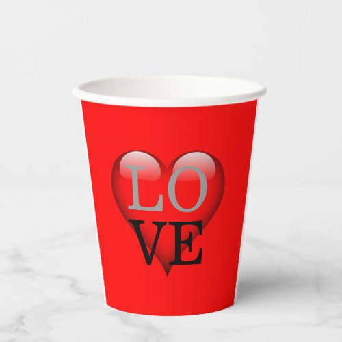 Red Background Love Wedding Heart Paper Cups