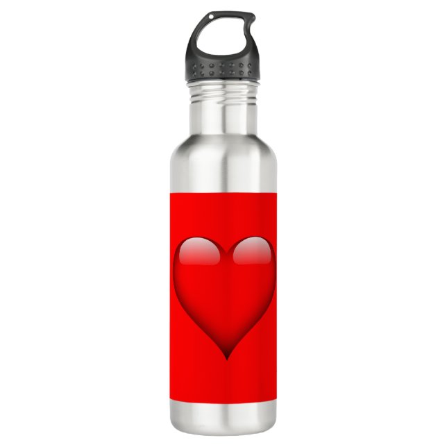 Red Background Love Wedding Heart Stainless Steel Water Bottle (Front)